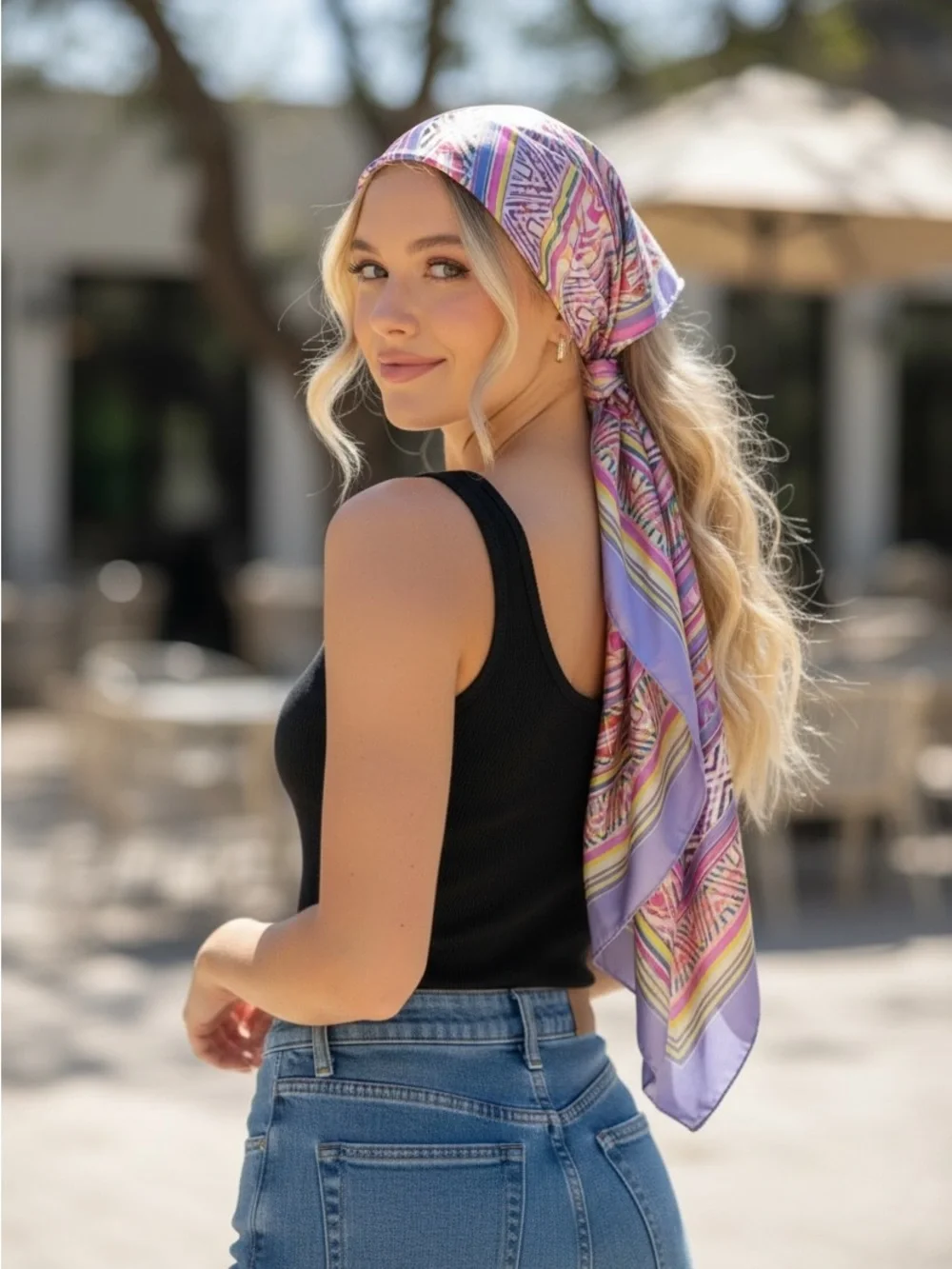 Tribal silk long scarf